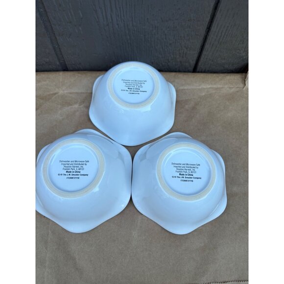 Smuckers Sundae Any Day White Ceramic Ice Cream Dessert Bowls Set Of 3 - Picture 3 of 5